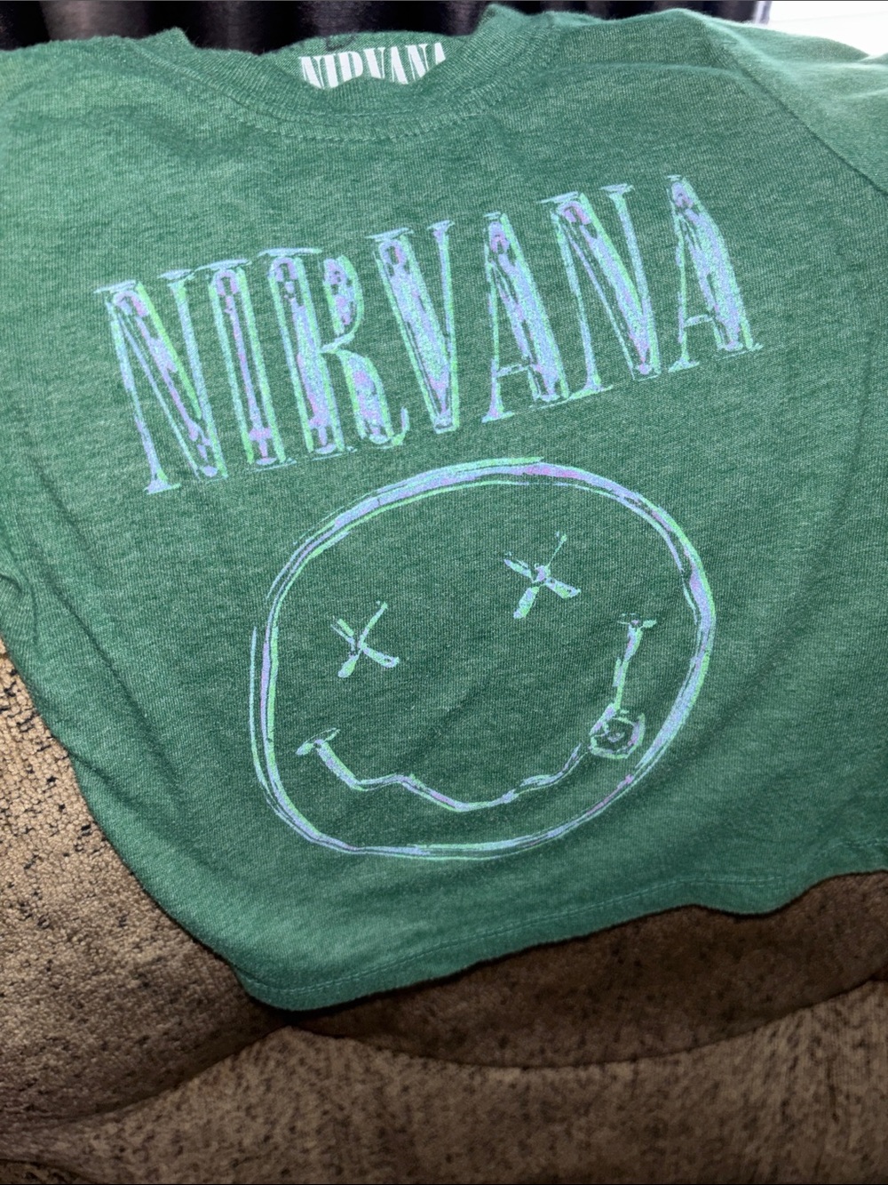 NIRVANA Green Smiley Face Logo Tee